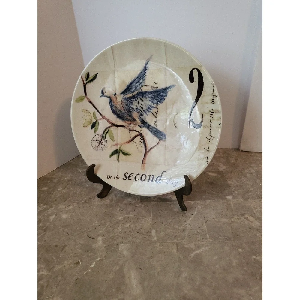 WILLIAMS SONOMA‎ 12 DAYS OF CHRISTMAS PLATE ~2 Turtle Doves~ EUC 2013